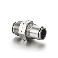 Rechte messing bulkhead connector, vernikkeld, 8 mm, 2
