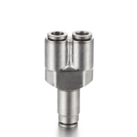 Conector en Y de latón niquelado de 4 mm, 3