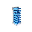Order picking trolley with open fronted storage boxes H=133 cm